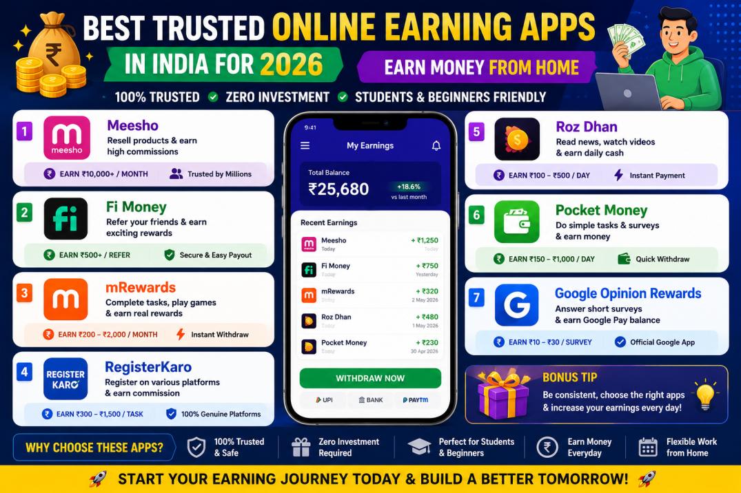 Best Online Earning Apps Without Investment in 2026